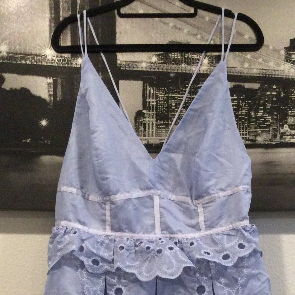 NWT ASOS Dress w/ Floral broderie & lace insert detail BLUE - Picture 4 of 8